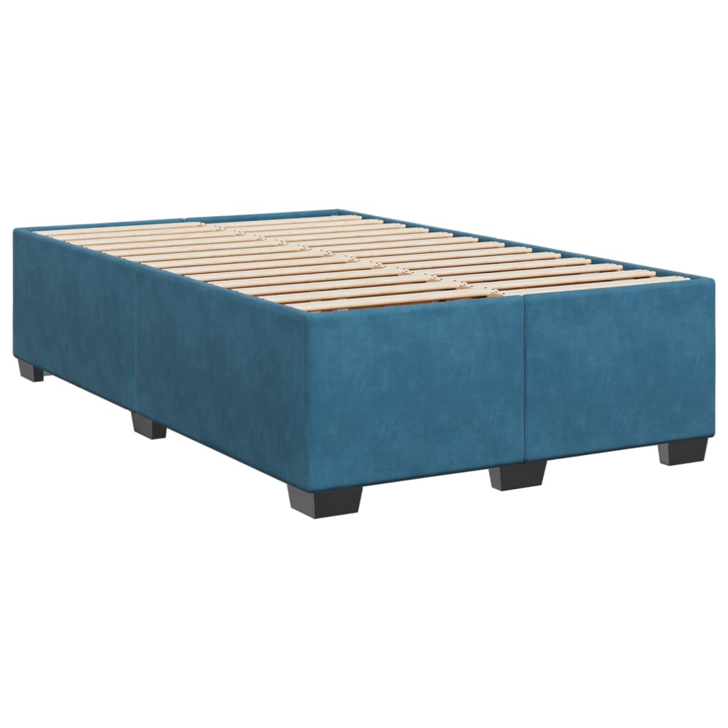 Cama boxspring com colchão 120x200 cm veludo azul-escuro