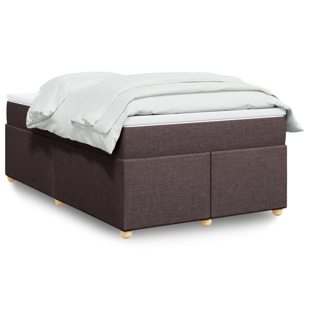 Cama boxspring com colchão 120x190 cm tecido castanho-escuro