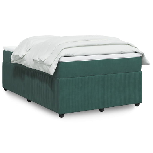 Cama boxspring com colchão 120x190 cm veludo verde-escuro