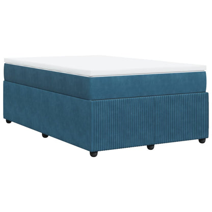 Cama boxspring com colchão 120x190 cm veludo azul-escuro