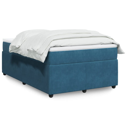 Cama boxspring com colchão 120x190 cm veludo azul-escuro