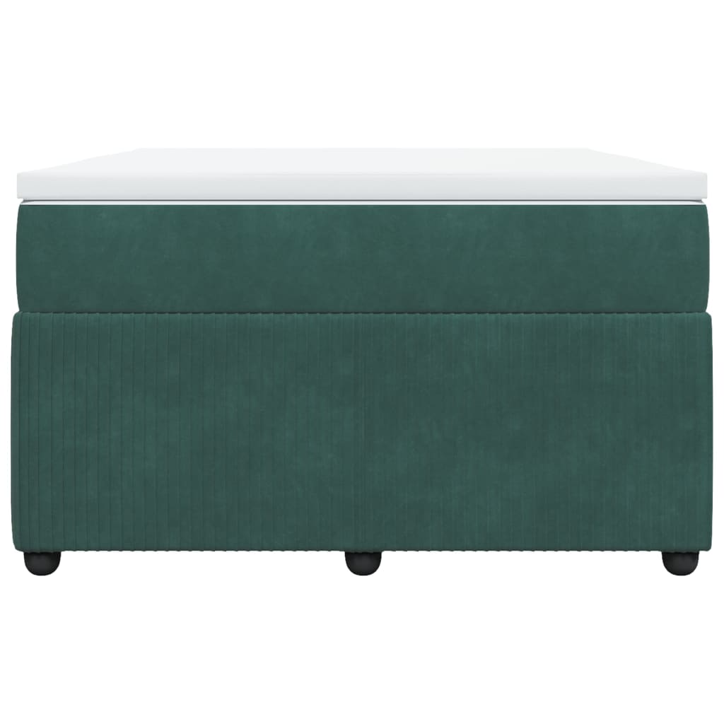 Cama boxspring com colchão 120x200 cm veludo verde-escuro