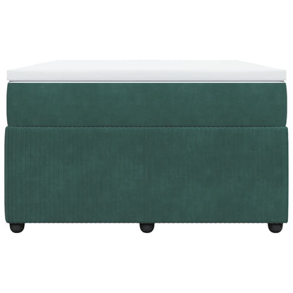 Cama boxspring com colchão 120x200 cm veludo verde-escuro