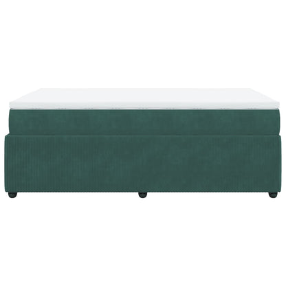 Cama boxspring com colchão 120x200 cm veludo verde-escuro