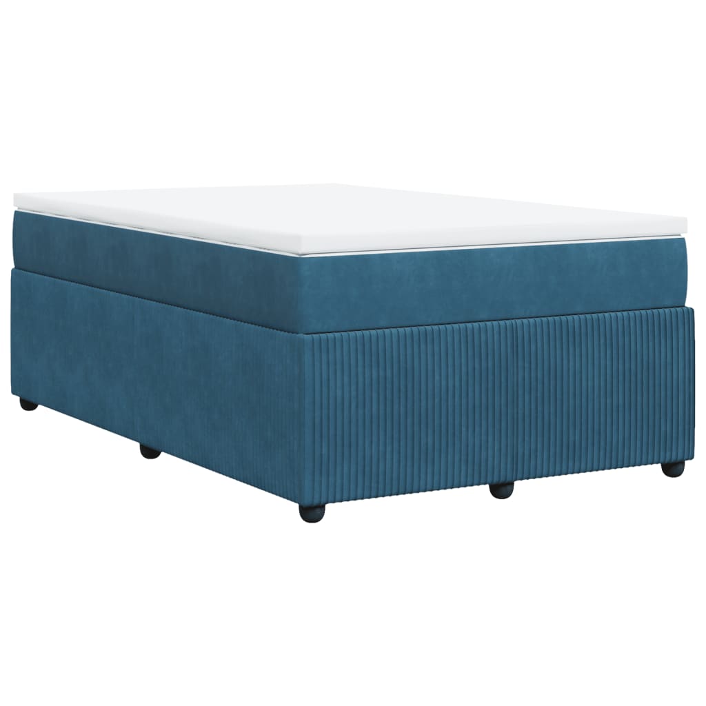 Cama boxspring com colchão 120x200 cm veludo azul-escuro