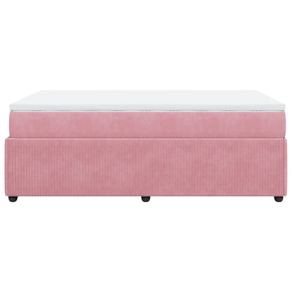 Cama boxspring com colchão 120x200 cm veludo rosa