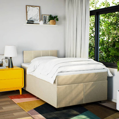 Cama boxspring com colchão 120x190 cm tecido cor creme