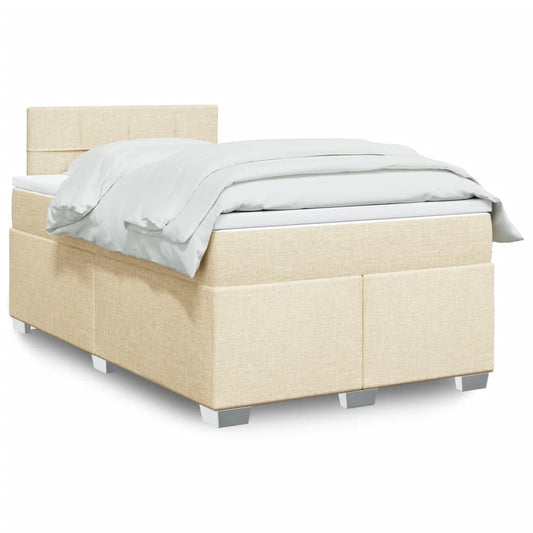 Cama boxspring com colchão 120x190 cm tecido cor creme