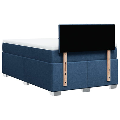 Cama boxspring com colchão 120x190 cm tecido azul