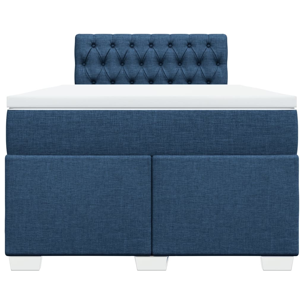 Cama boxspring com colchão 120x190 cm tecido azul