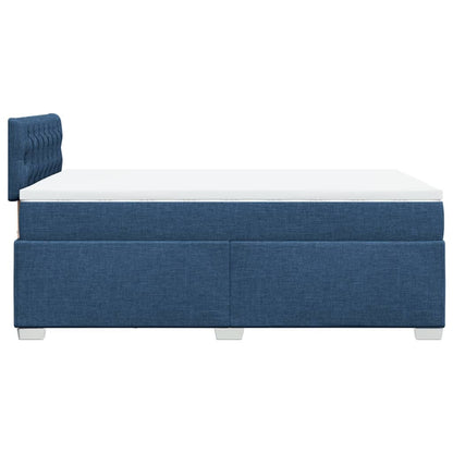 Cama boxspring com colchão 120x190 cm tecido azul