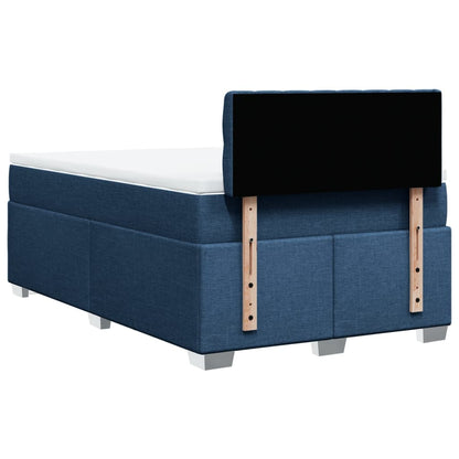 Cama boxspring com colchão 120x190 cm tecido azul