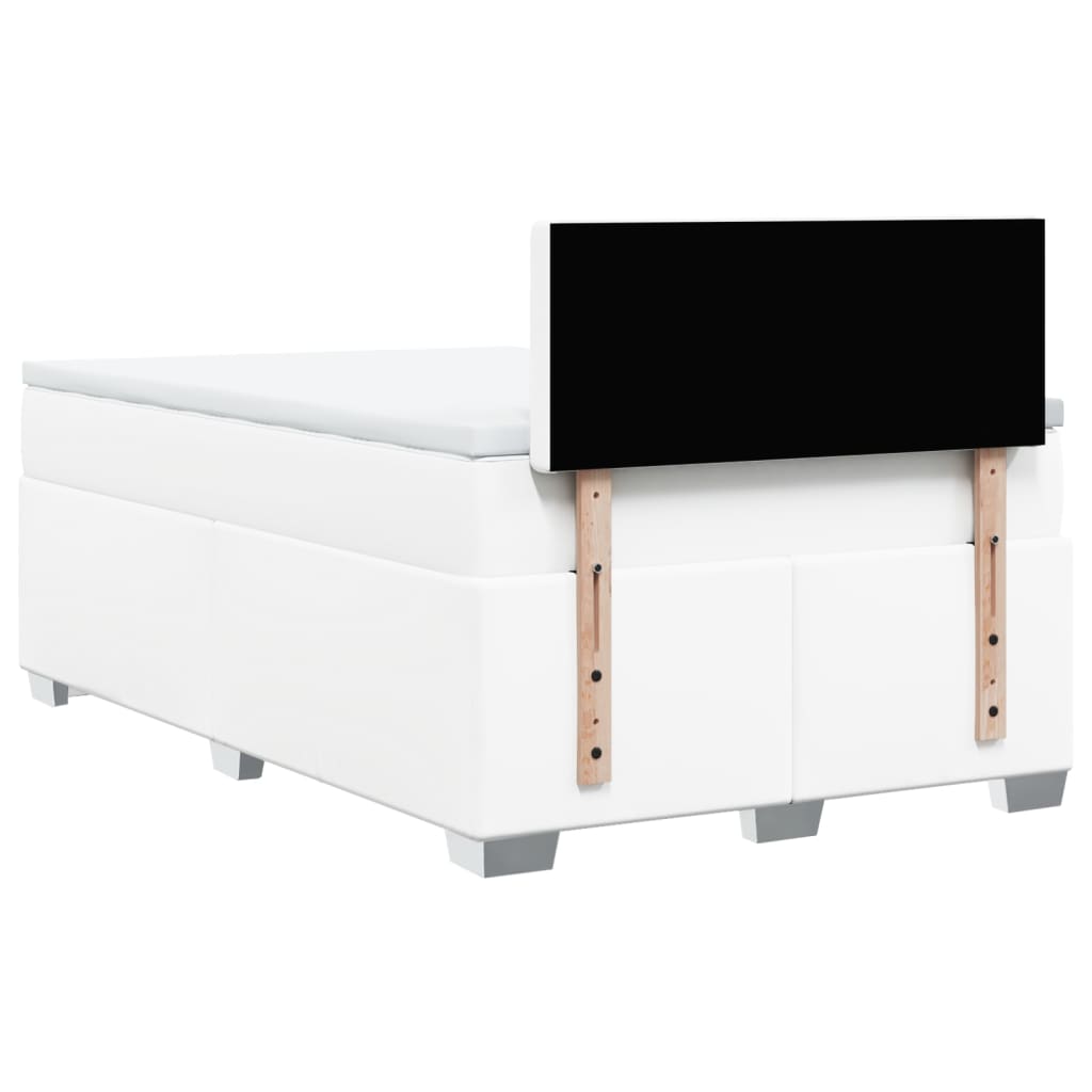 Cama boxspring com colchão 120x190 cm couro artificial branco