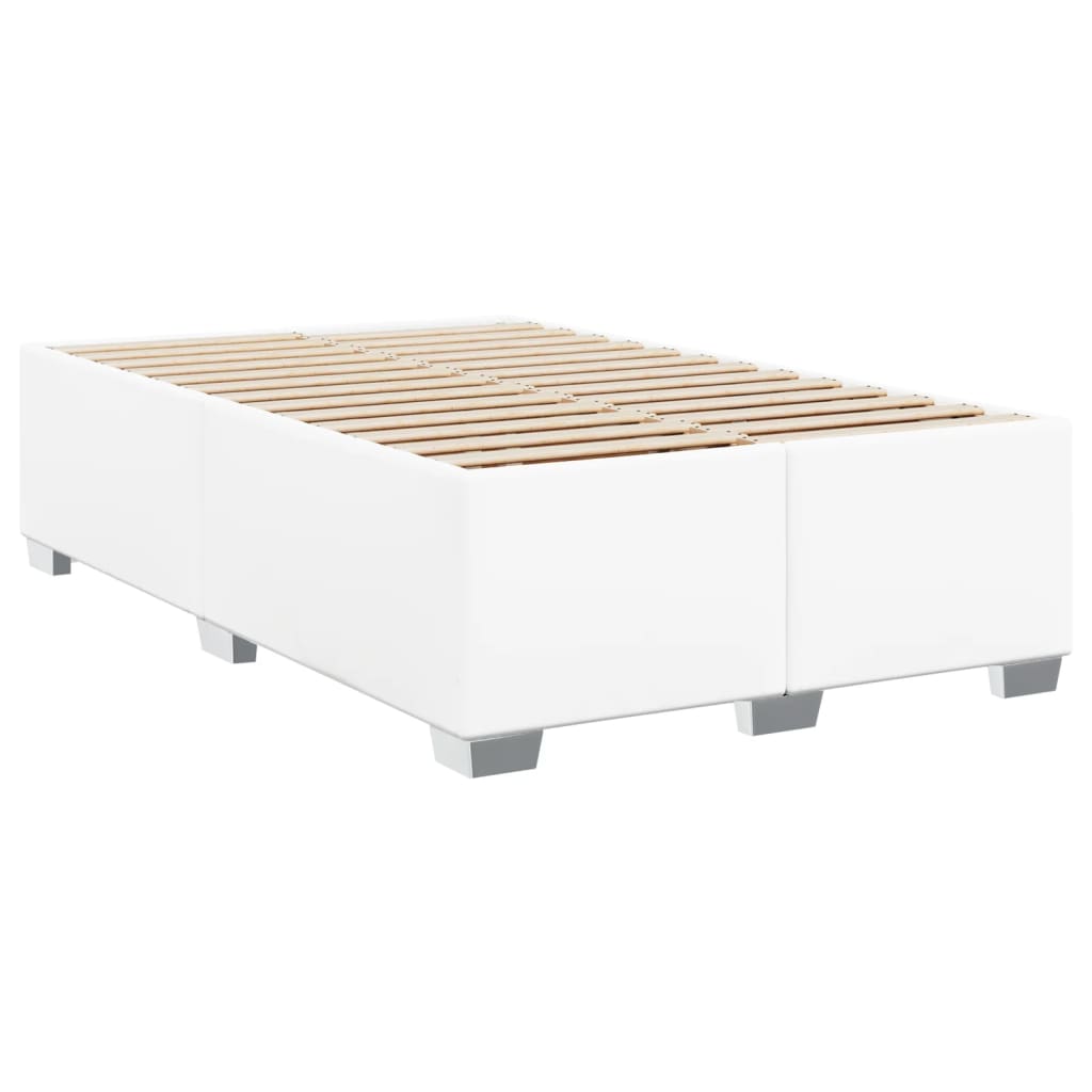 Cama boxspring com colchão 120x190 cm couro artificial branco