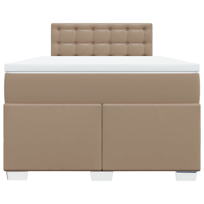 Cama boxspring c/ colchão 120x190cm couro artificial cappuccino