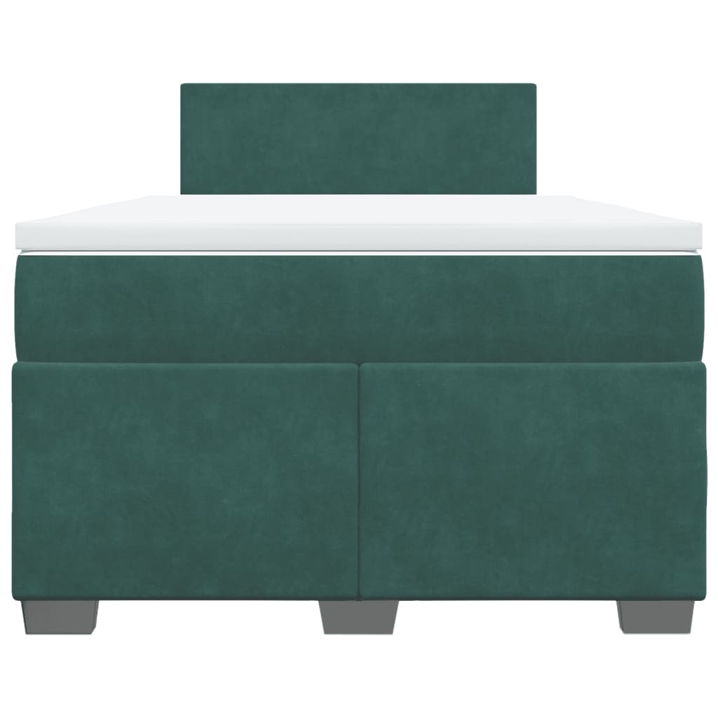 Cama boxspring com colchão 120x190 cm veludo verde-escuro