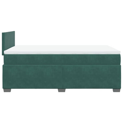 Cama boxspring com colchão 120x190 cm veludo verde-escuro