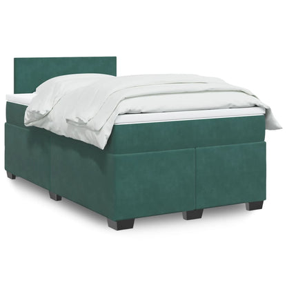 Cama boxspring com colchão 120x190 cm veludo verde-escuro