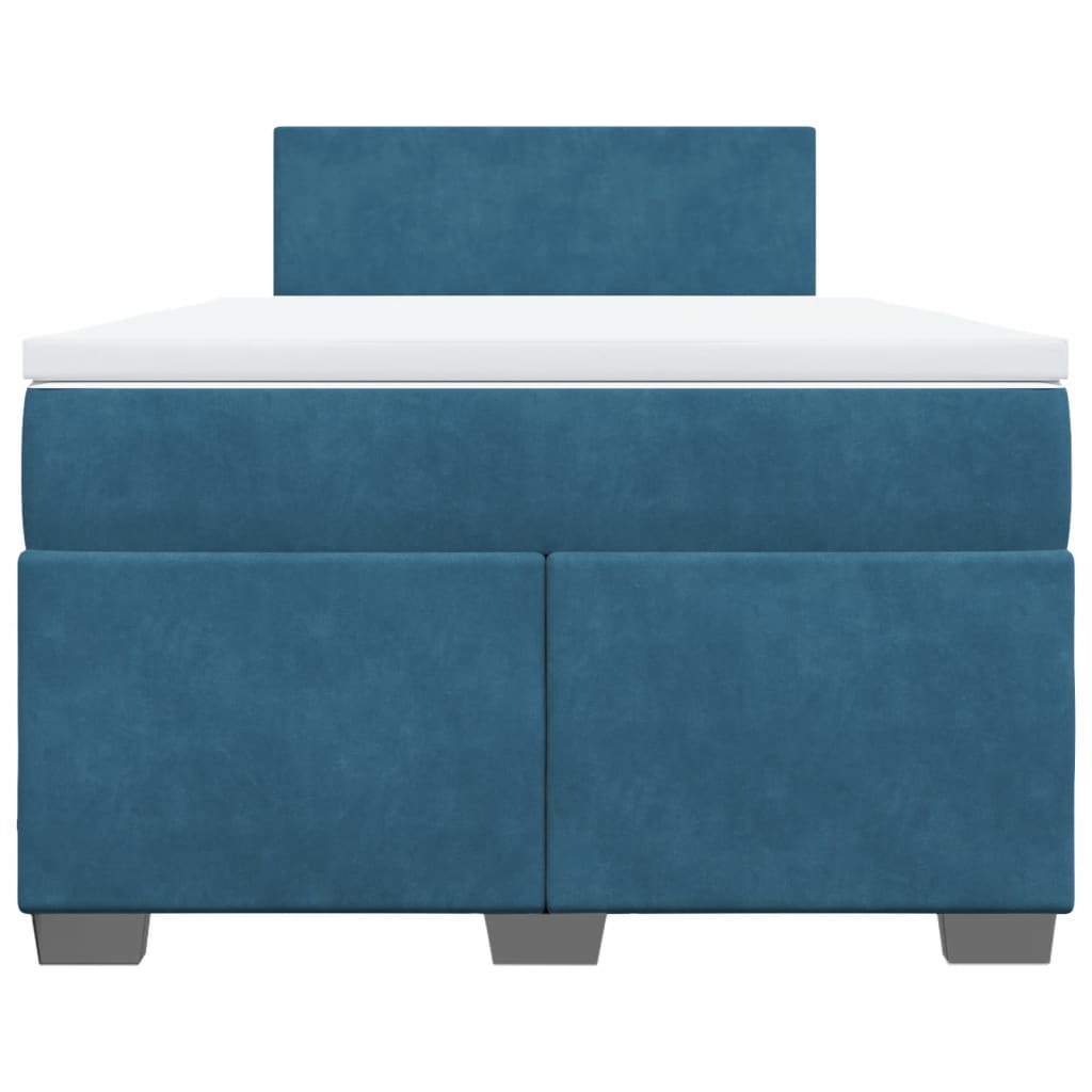 Cama boxspring com colchão 120x190 cm veludo azul-escuro