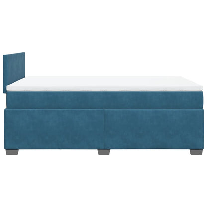 Cama boxspring com colchão 120x190 cm veludo azul-escuro