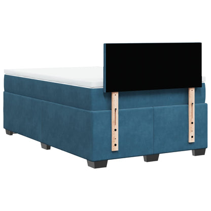 Cama boxspring com colchão 120x190 cm veludo azul-escuro