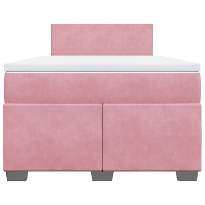 Cama boxspring com colchão 120x190 cm veludo rosa