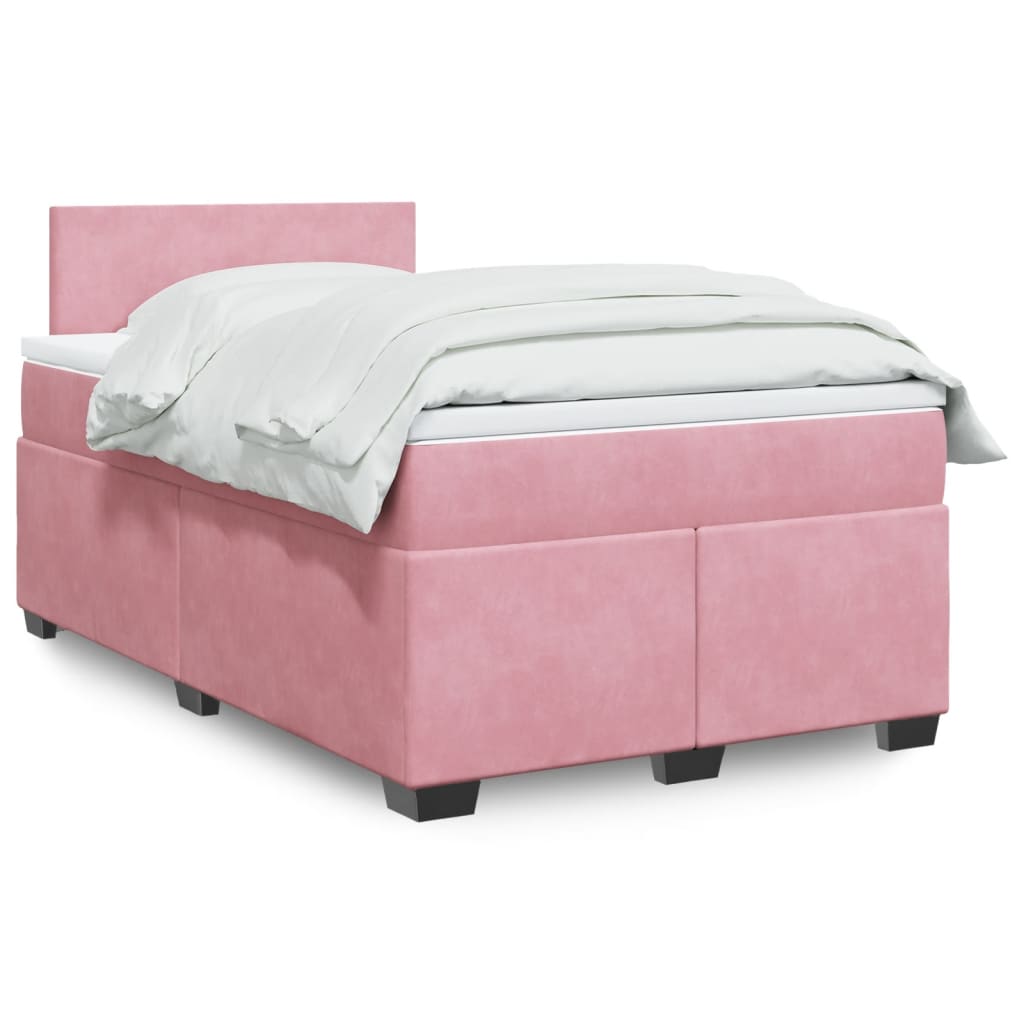 Cama boxspring com colchão 120x190 cm veludo rosa