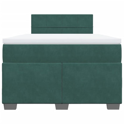 Cama boxspring com colchão 120x190 cm veludo verde-escuro