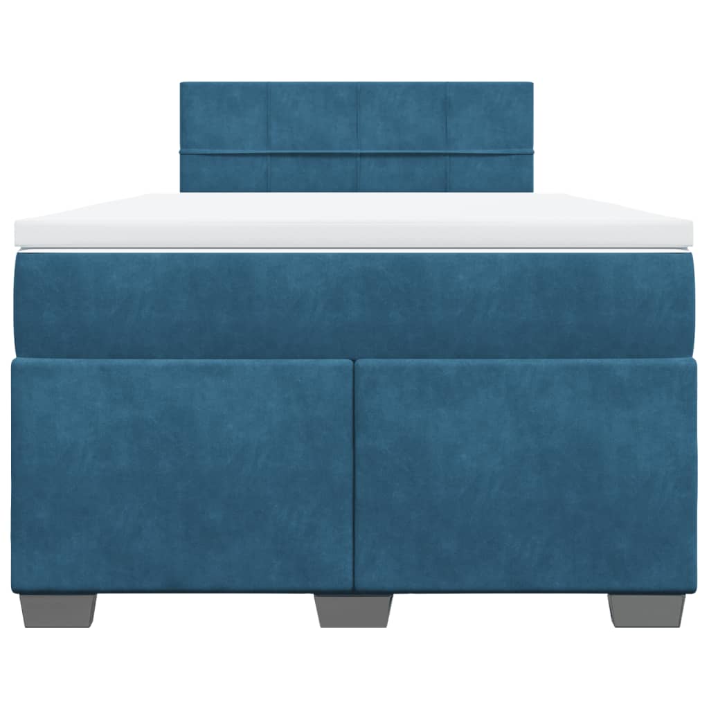 Cama boxspring com colchão 120x190 cm veludo azul-escuro