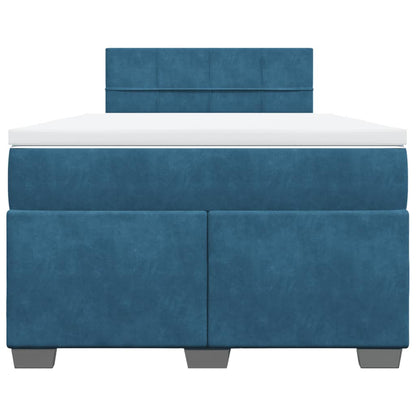 Cama boxspring com colchão 120x190 cm veludo azul-escuro