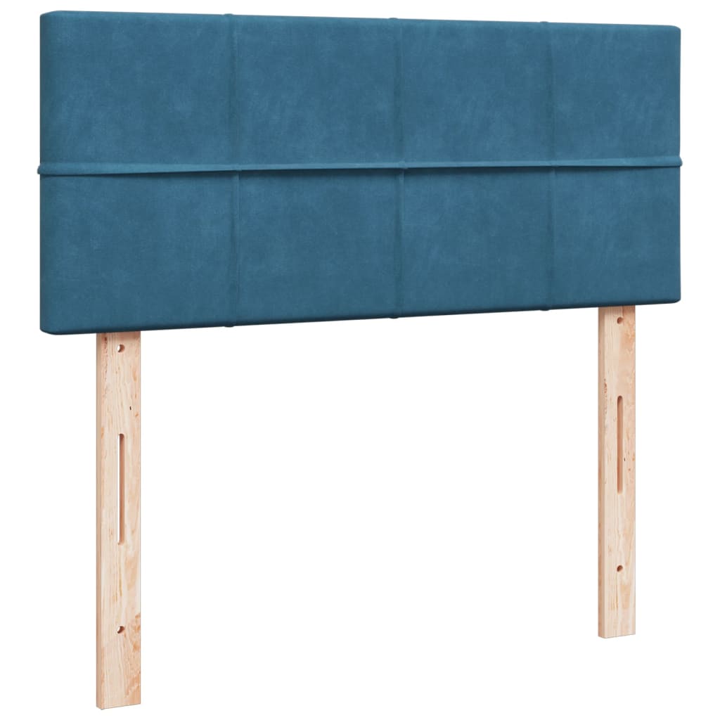 Cama boxspring com colchão 120x190 cm veludo azul-escuro