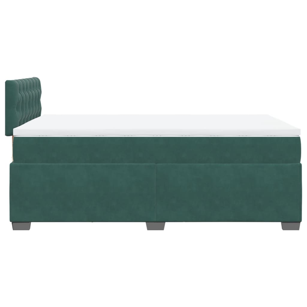 Cama boxspring com colchão 120x190 cm veludo verde-escuro