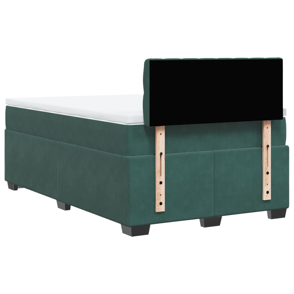 Cama boxspring com colchão 120x190 cm veludo verde-escuro