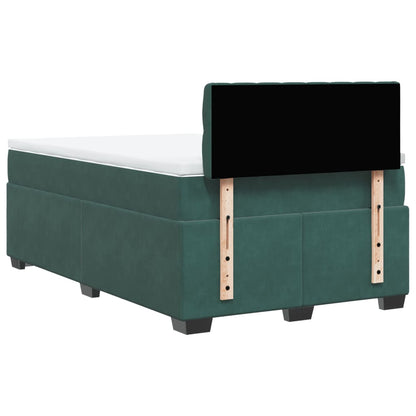 Cama boxspring com colchão 120x190 cm veludo verde-escuro