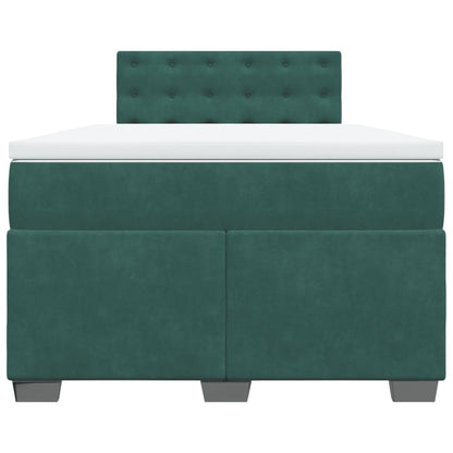 Cama boxspring com colchão 120x190 cm veludo verde-escuro