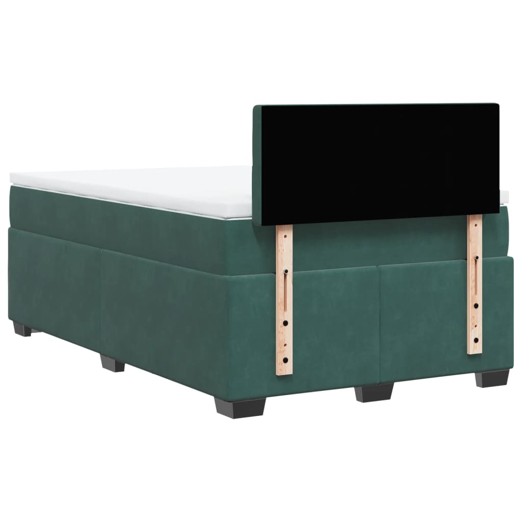 Cama boxspring com colchão 120x190 cm veludo verde-escuro