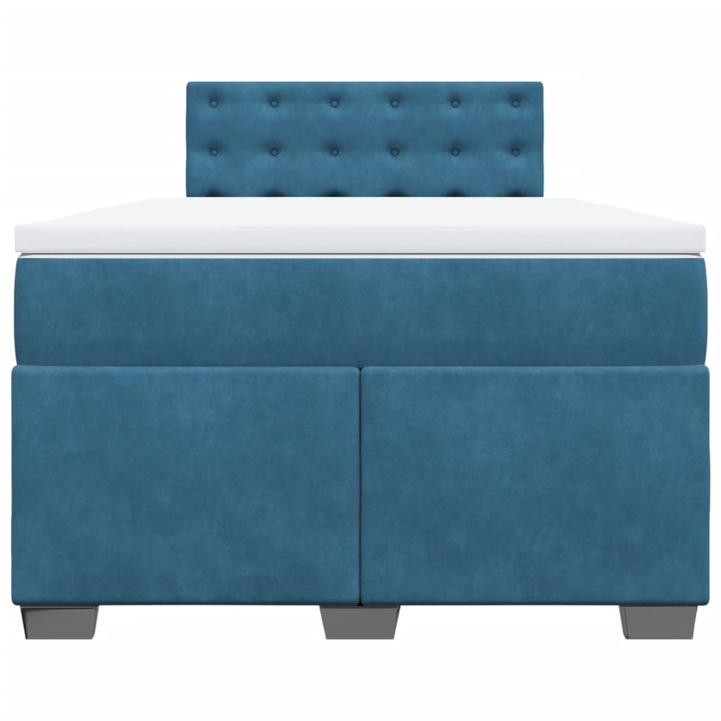 Cama boxspring com colchão 120x190 cm veludo azul-escuro