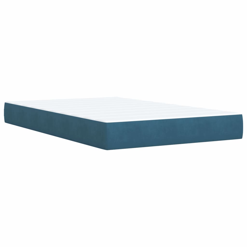 Cama boxspring com colchão 120x190 cm veludo azul-escuro