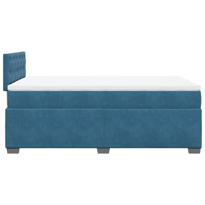 Cama boxspring com colchão 120x190 cm veludo azul-escuro