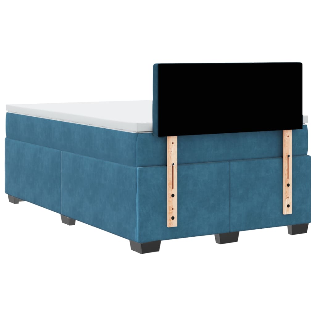 Cama boxspring com colchão 120x190 cm veludo azul-escuro