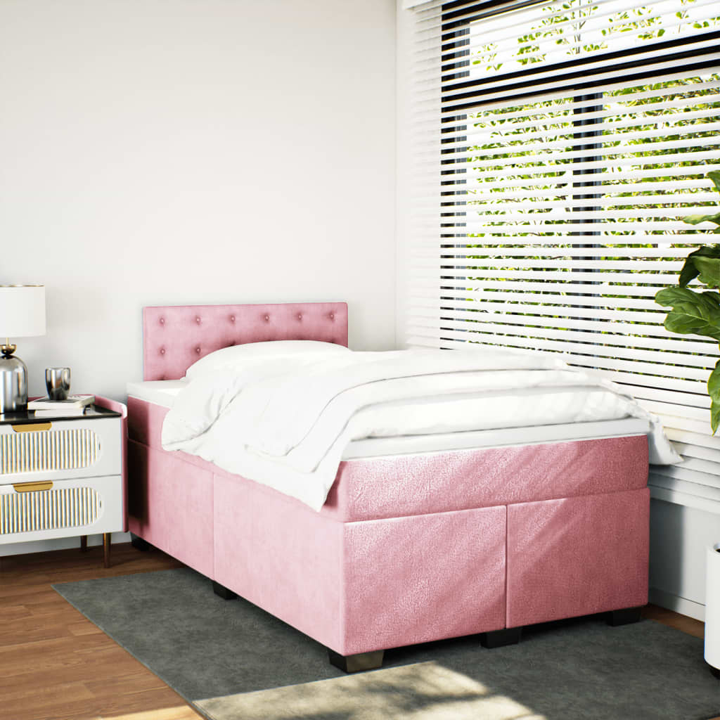 Cama boxspring com colchão 120x190 cm veludo rosa