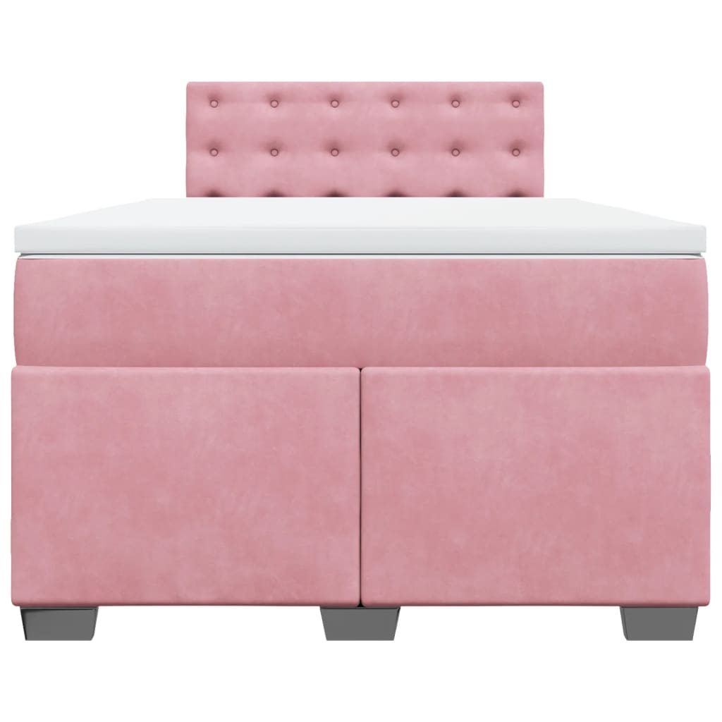 Cama boxspring com colchão 120x190 cm veludo rosa