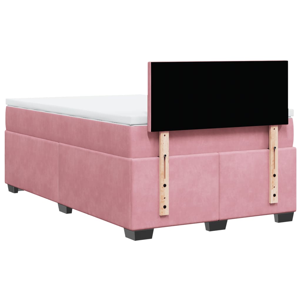 Cama boxspring com colchão 120x190 cm veludo rosa