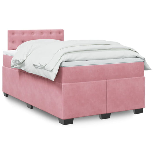 Cama boxspring com colchão 120x190 cm veludo rosa