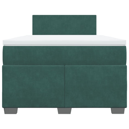 Cama boxspring com colchão 120x200 cm veludo verde-escuro