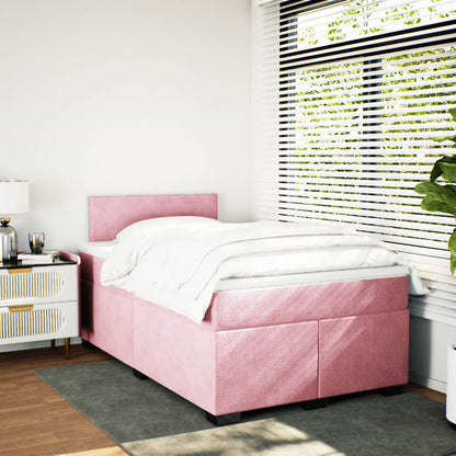 Cama boxspring com colchão 120x200 cm veludo rosa