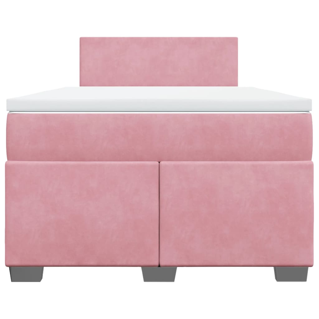 Cama boxspring com colchão 120x200 cm veludo rosa