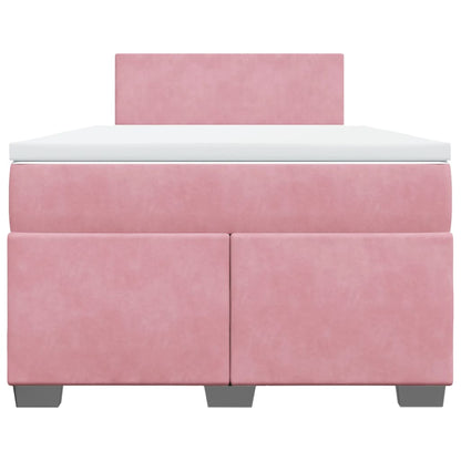 Cama boxspring com colchão 120x200 cm veludo rosa