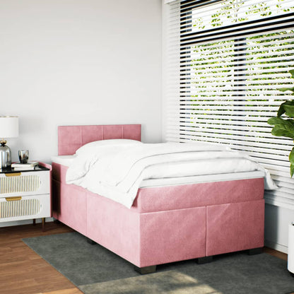 Cama boxspring com colchão 120x200 cm veludo rosa