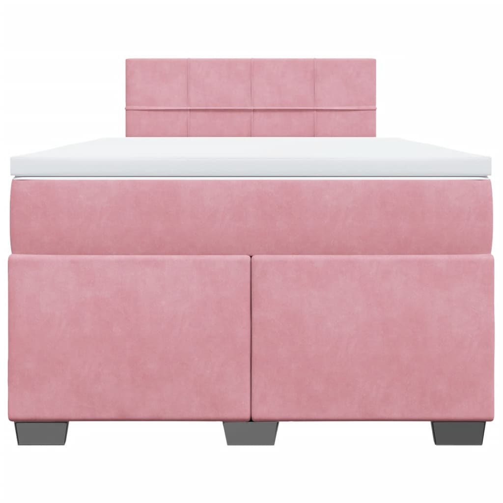 Cama boxspring com colchão 120x200 cm veludo rosa